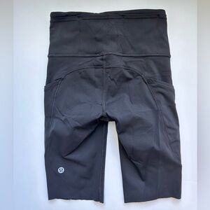 Lululemon Black Fast and Free biker shorts, raw hem.
